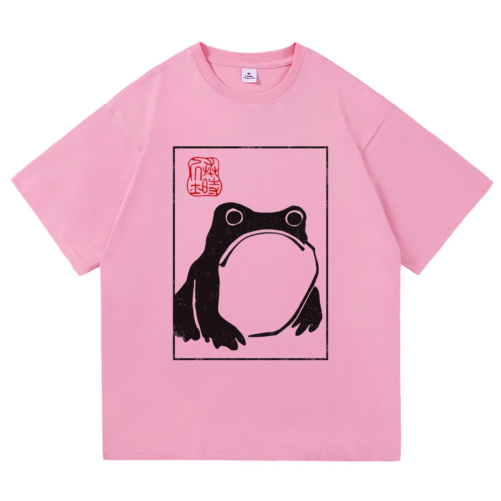Vintage Unimpressed Frog T Shirt Fashion Men/Women Aesthetic Funny Japanese Anime T-Shirt High Quality Casual Cotton Tees Shirts