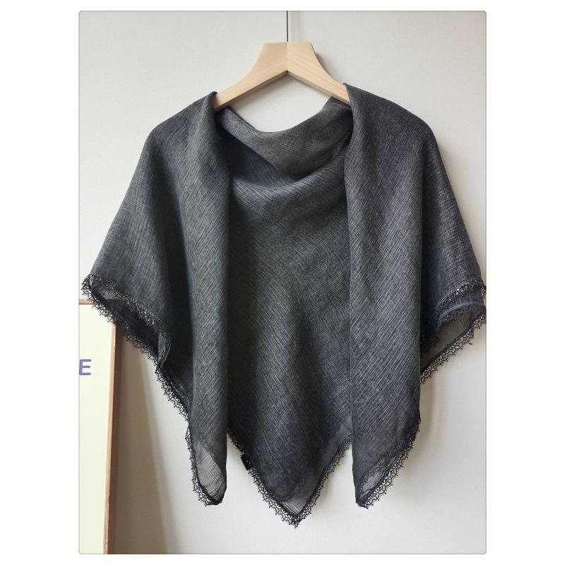 New Style High-end Literary Retro Cotton and Linen Square Scarf Versatile Sequin Headscarf Sun Protection Scarf Shawl