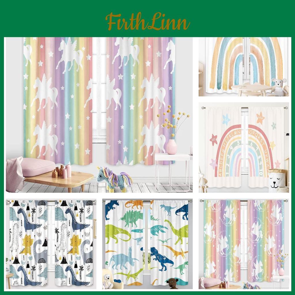 Einhorn Vorhänge Regenbogen Schlafzimmer Mädchen Dekor Jungen Dinosaurier Vorhang Bunt Cartoon Dino Für Kinder Safari Tierwelt Fenster Vorhänge