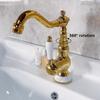 Brass Gold Bathroom Basin Sink Faucet Deck Mounted Single Handle Hot and Cold Water Mix Tap Golden Faucets Chrome EL2189