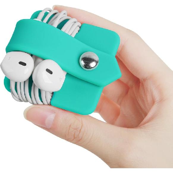 Silicone Earphone Organizer Earphone Wrap Winder Headphone Cord Organizer Wrap Winder Manager/Cable Winder(Pink, 1 Piece)