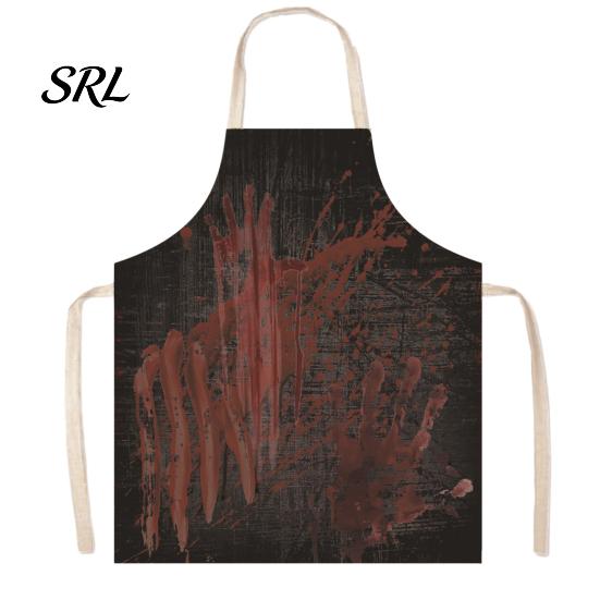 Halloween Theme Photography Butcher Apron with Realistic Blood Stain, Washable Protective Work Apron, Novelty Barbecue Horror Costume Prop for Cosplay