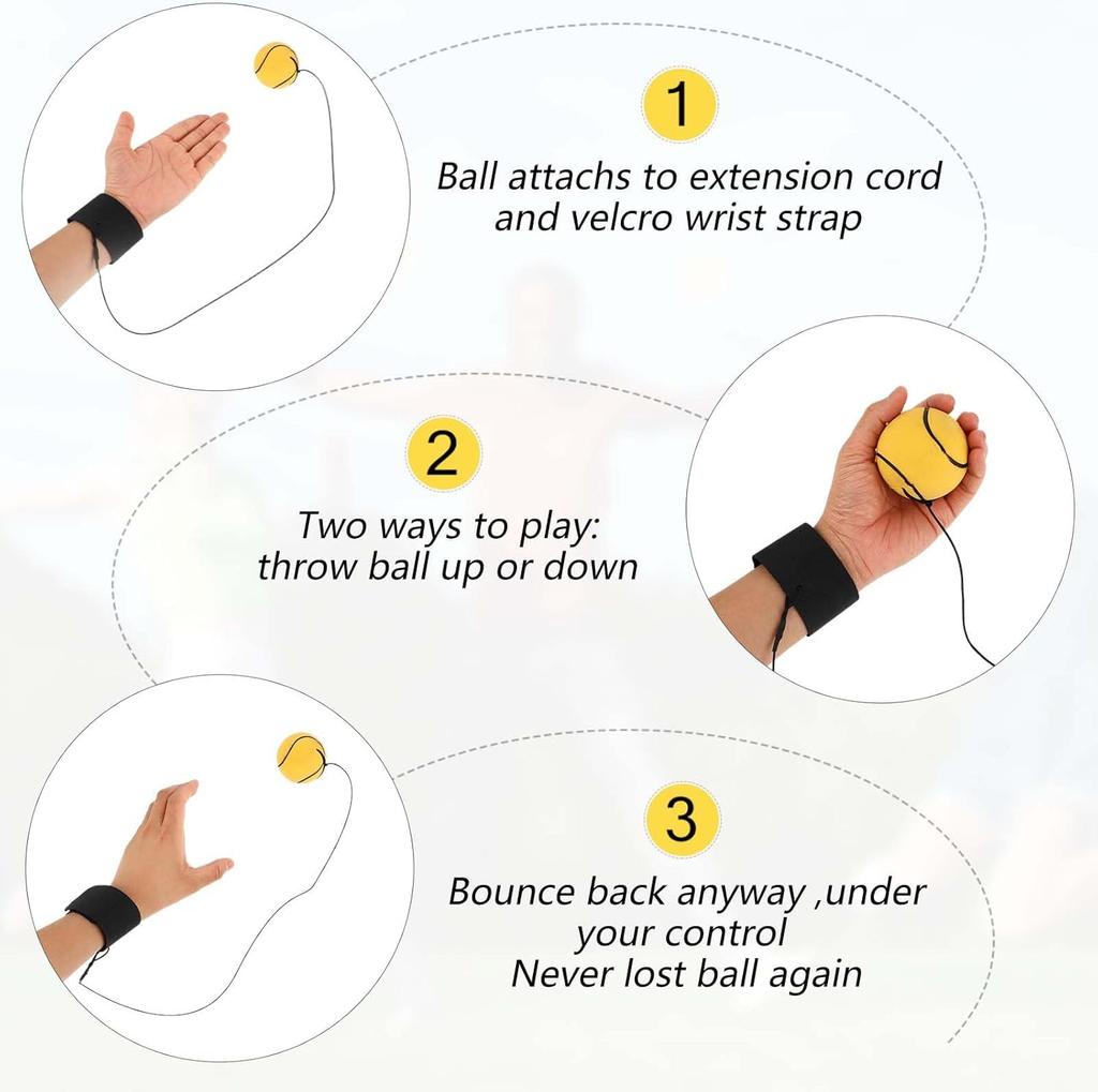 Wrist Return Ball Elasticity Rubber Ball For Wrist Exercise Hand Strengthening Outdoor Indoor Bouncy Ball Wristband Kids Toys