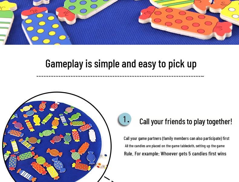 Candy-Shaped Memory Matching Game - Wooden Educational Toy for Parent-Child Play