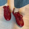 Sheepskin Version~ Retro Temperament Leather Soft-soled Women's Board Shoes Lace-up Red Lace-up Casual Sports Shoes