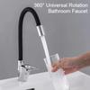 Silicone Tube Pipe Kitchen Sink Faucet Hot and Cold Water Mixer Tap 360 Degree Rotating Flexible Hose Tap Deck Mount Single Hole