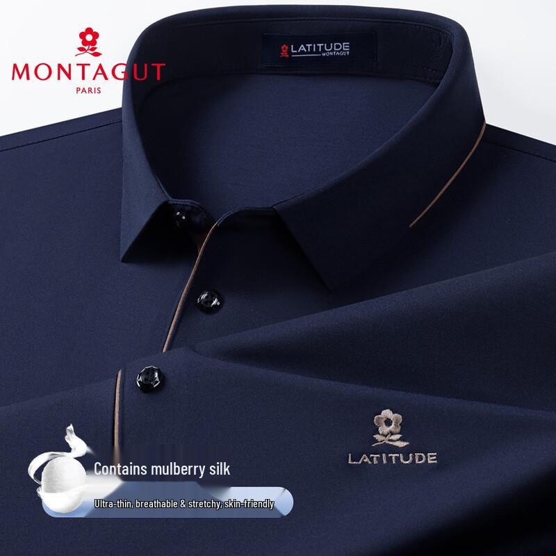 MONTAGUT Men s Silk Blend Breathable Polo Shirt 50
