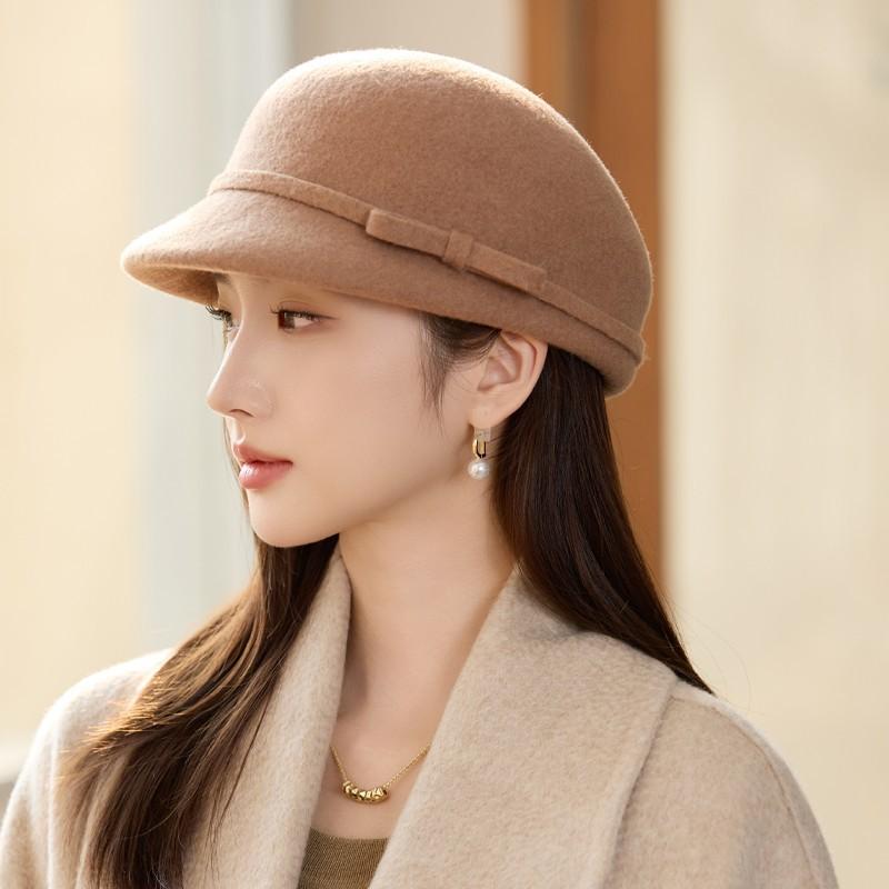 Wolle Mutter Fischerhut Damen Herbst und Winter Französisch Elegant Retro Kleiner Duftender Beckenhut