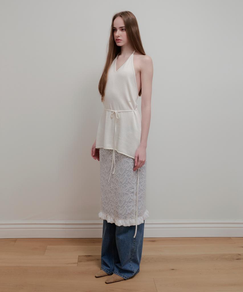 Aobteu Layered Halter Neck Knit - Off White
