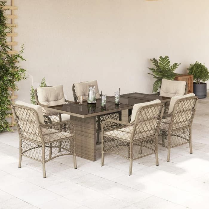 VidaXL Garden Dining Set with Cushions 7 Pcs, Patio Table and Chair, Patio Furniture, Outdoor Furniture, 3212062