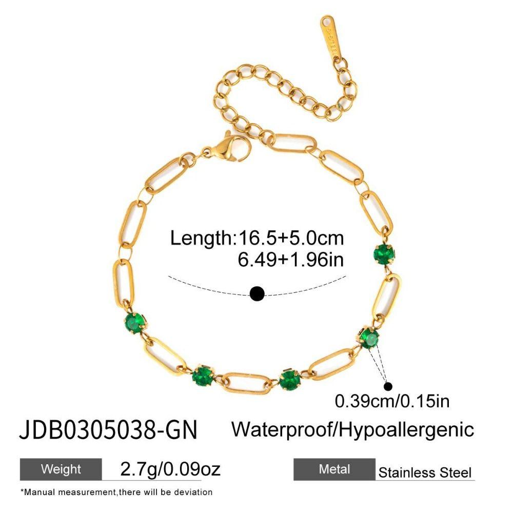 Exquisite Tennis Chain Bracelet Heart-Shaped Geometric Circular Stacked Bracelet Green White Zircon Women Jewelry