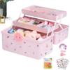Hair Piece Organizer For Girls 3-layer Children's Hair Tie Storage Case Waterproof With 6 Stickers And 1 Pack Of Hair Ties