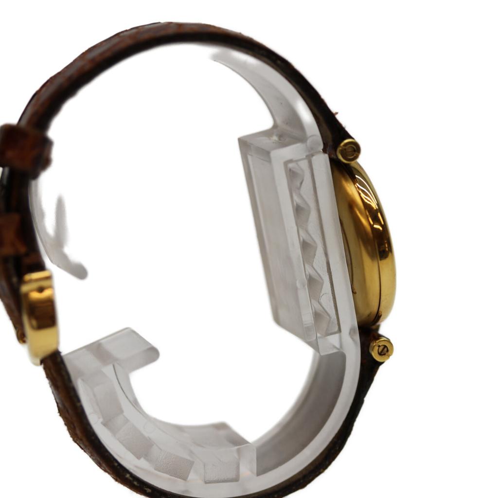 Cartier 925 Must Vendome Vermeil SM Kremowa Tarcza QZ Zegarki Skórzane Kremowy / ZłotyUżywany