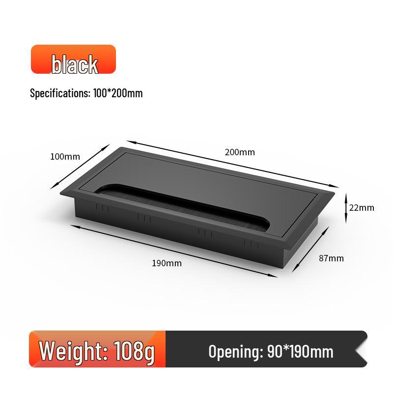 Black & White Square Plastic Desktop Cable Management Hole Cover - Dustproof Cable Entry Box