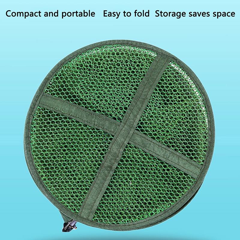 Portable Quick-Drying Nylon Mesh Steel Ring Folding Fishing Net Fish Crab Lobsters Mesh Cage Bucket Anti-Jump Storage Bag