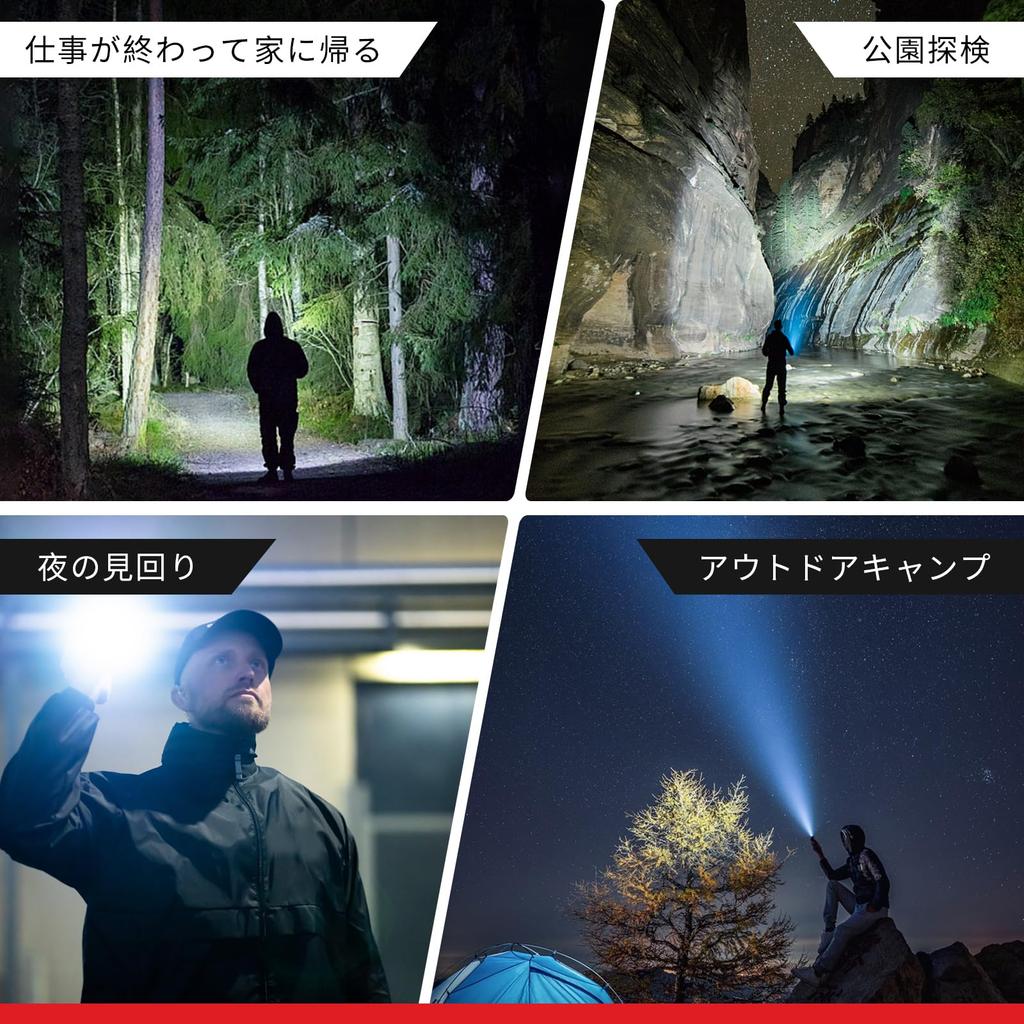 ABODXWERDI Kompaktowa Latarka LED z Możliwością Ładowania, Wzmocniony Stop Aluminium Sprężynowy 800 3 Idealna na Energię Awaryjną, Pierwsza na Zewnątrz Nocą i do Wyprowadzania Psa