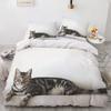 3D Cat King Queen Duvet Cover Lovely Grey White Kitty Bedding Set For Kids Teens Adults Scottish Fold Soft 2/3pcs Quilt Cover