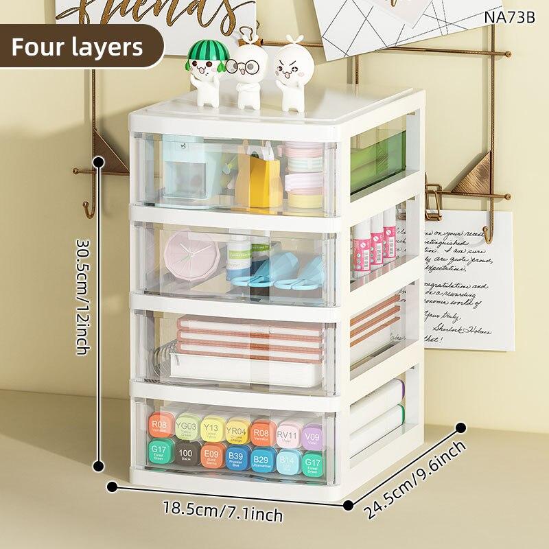JOJAJU 1Pc Storage Box,Space-Saving Clear Drawer Organizer (2/3/4-Tier) Sort Office,Home,dormitory,Makeup, Pens, Jewelry