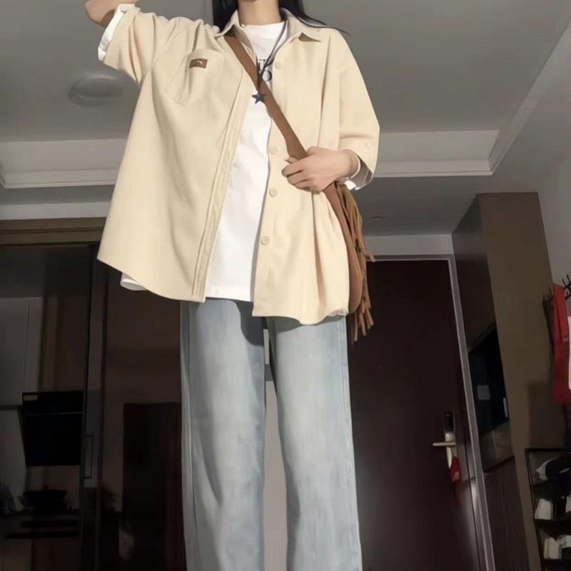 Women's Short Sleeved Shirts Japanese Sweet American Cardigan Blouses Summer Loose Casual Fashion Ladies Clothing