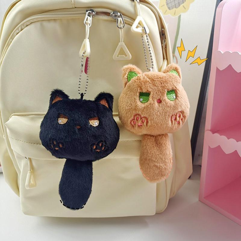 Kawaii Squeak Cat Plush Keychain Stuffed Animal Dolls Charm Cute Backpack Pendant Bag Hanging Decoration Girl Gifts