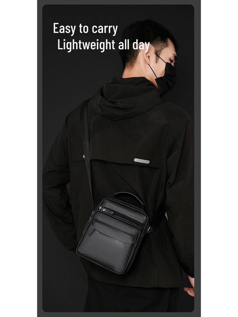Men's Genuine Leather Crossbody Shoulder Bag - Top Grain Cowhide, Small Storage, Tool Bag