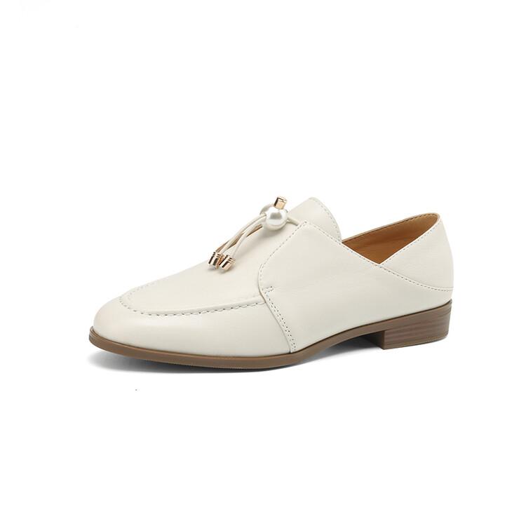 

Мода НОВЫЕ Весенне-Осенние Женские Лоферы Обувь из Натуральной Кожи для Женщин Круглый Носок Низкий Каблук Женские Туфли-Лодочки Слипоны Жемчужная Обувь zaptos mujer 40 бежевый