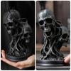Spooky Bar Decor 3D Printed Double Skull Ornament, Resin Twisted Skeleton Figurine, Gothic Desktop Durable Halloween Table Decorations Statue for Home