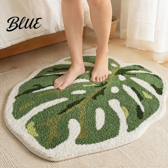 Decorative Home Floor Bathroom Rug Bath Non-slip Mat Pad Croissant Absorbent Soft Cheese Monstera Creative Shaped Area Rug Leaf