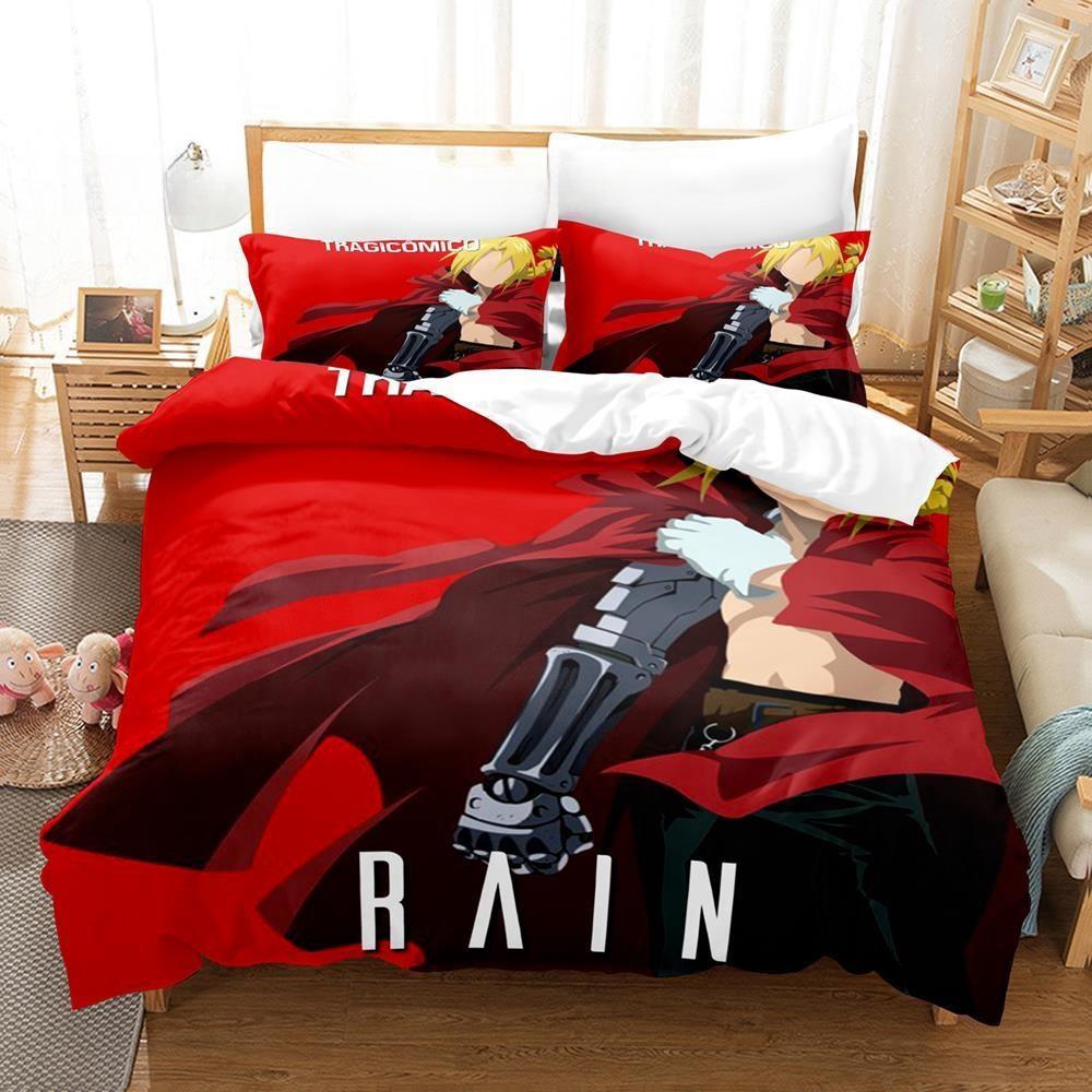 

3D Printed Cartoons Fullmetal Alchemist Bedding Set Single Twin Full Queen King Size Bed Set Adult Kid Bedroom Duvet Cover Sets EU single(135x200cm)