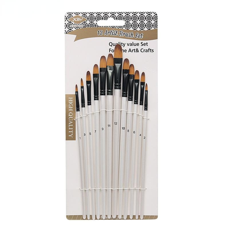 

12 шт., масляный акрил с плоским наконечником, набор ручек, художественные принадлежности, художник, кисти для акварельной живописи, кисть для нейлоновых кистей, HMM