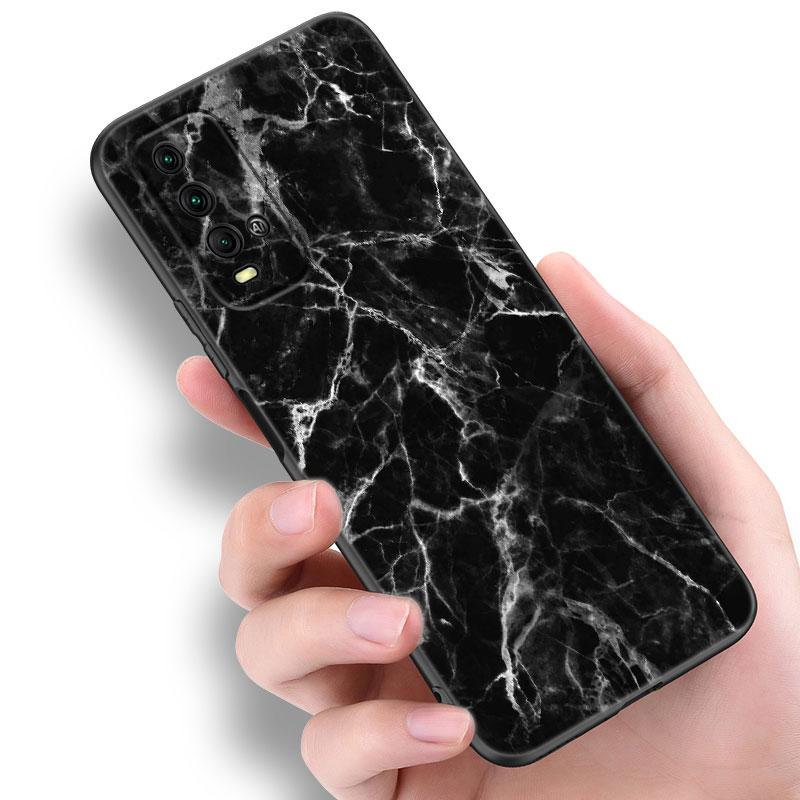 Black and White Marble Phone Case For Xiaomi Redmi Note 5 6 9T K20 K40 K50 Pro 7A 8A 9A 9C 9i 10A 10C A1 S2 Soft TPU Black Cover