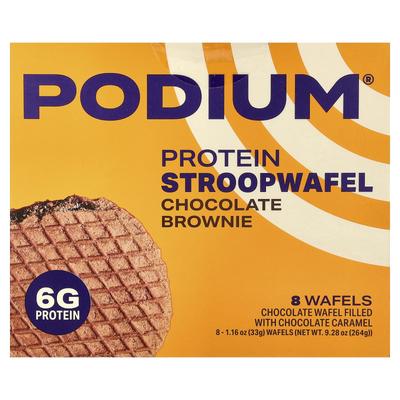 Podium Nutrition, Stroopwafels de Proteína, Brownie de Chocolate, 8 Galletas, 33g (1.16oz) Cada