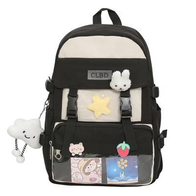 Large Capacity Students' Book Bag Color Contrast Schoolbag Girls Campus Lightweight Backpack