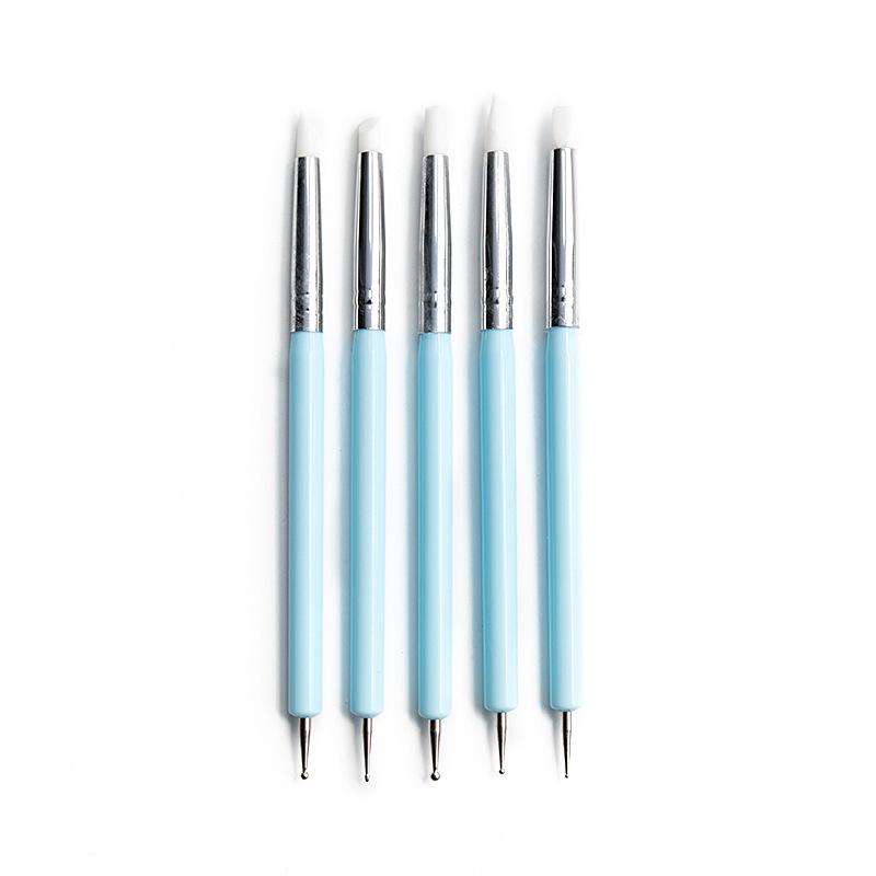 Mandala Dotting & Carving Tool Set: 5 Silicone Pens for Pottery, Clay, and Dot Painting.