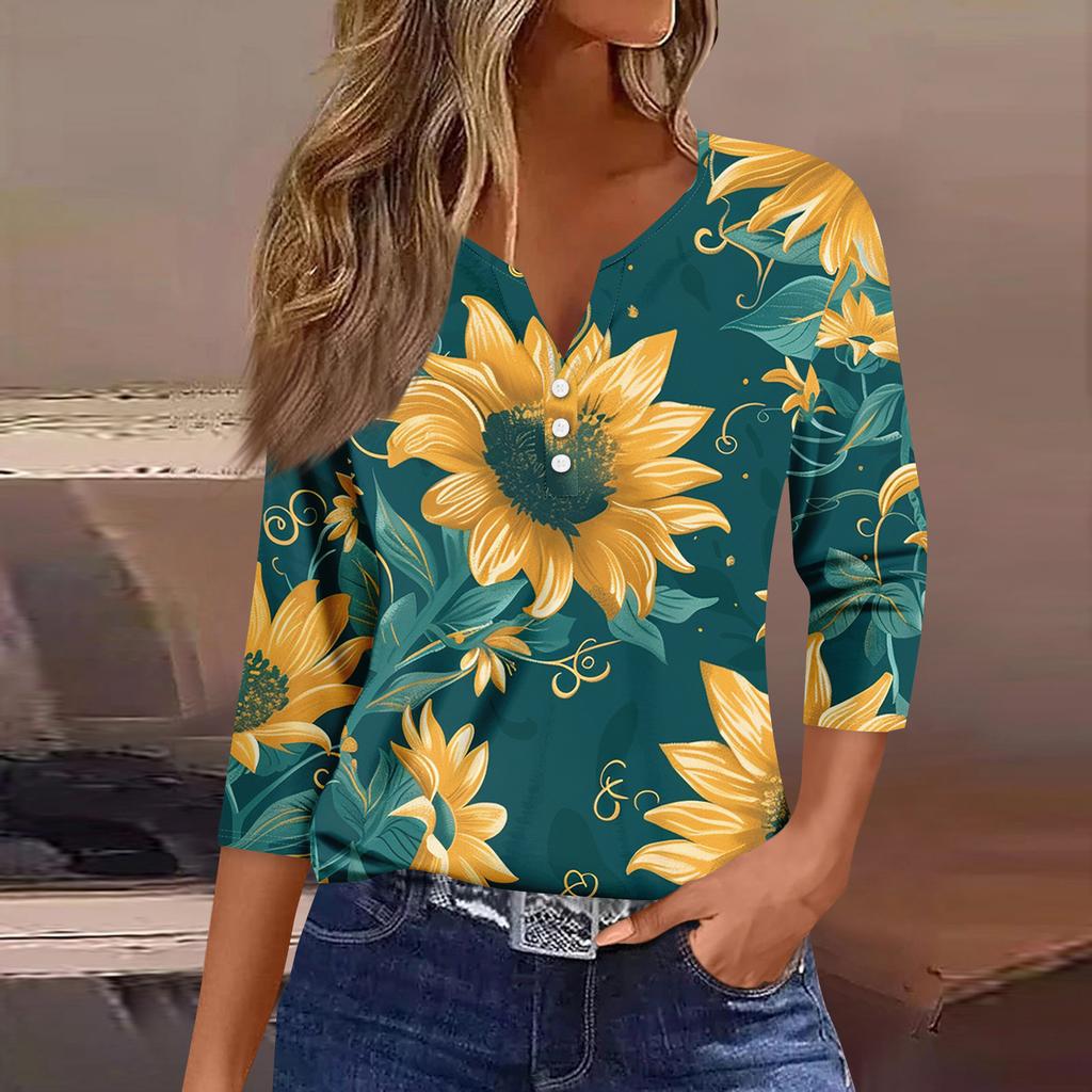 Women's 3/4 Sleeve Shirts Graphic Tees Shirts Casual Basic Tops Pullovers