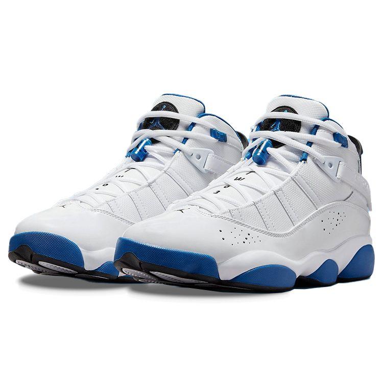 Air Jordan 6 Rings White Dark Marina Blue Men Sneakers Black 322992-114