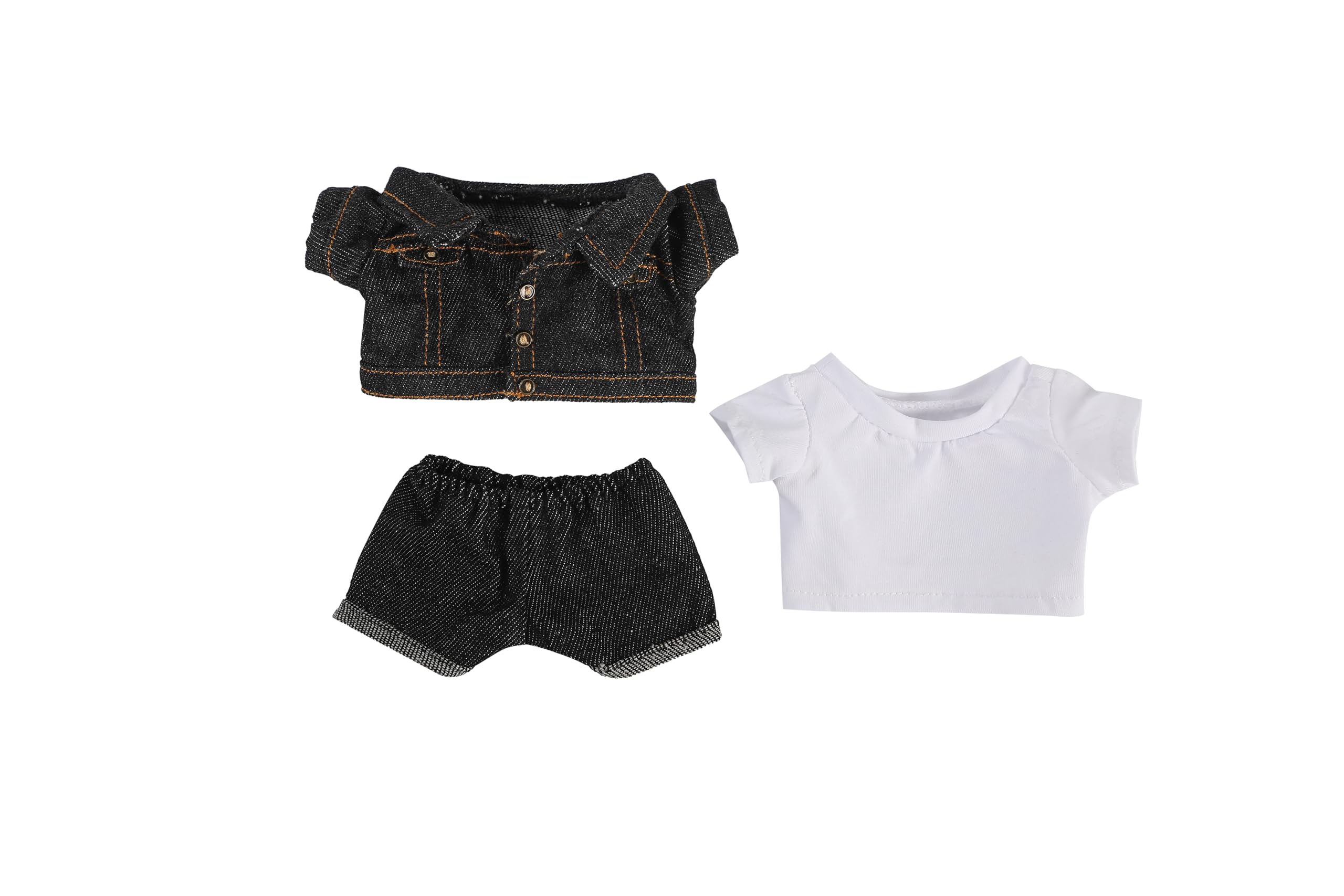 

AXLUCE Plush Clothes 20cm Plush Doll with Denim and - Jacket, Pants, T-Shirt (Black) чёрный