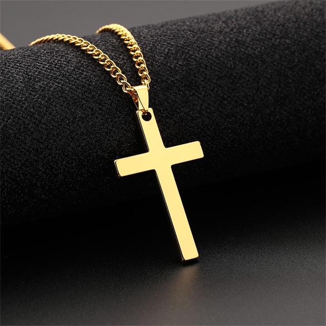 3 Colors Simple Stainless Steel Cross Pendant Necklace Hip Hop Style Christian Charm Necklace For Men Boys Jewelry Gifts