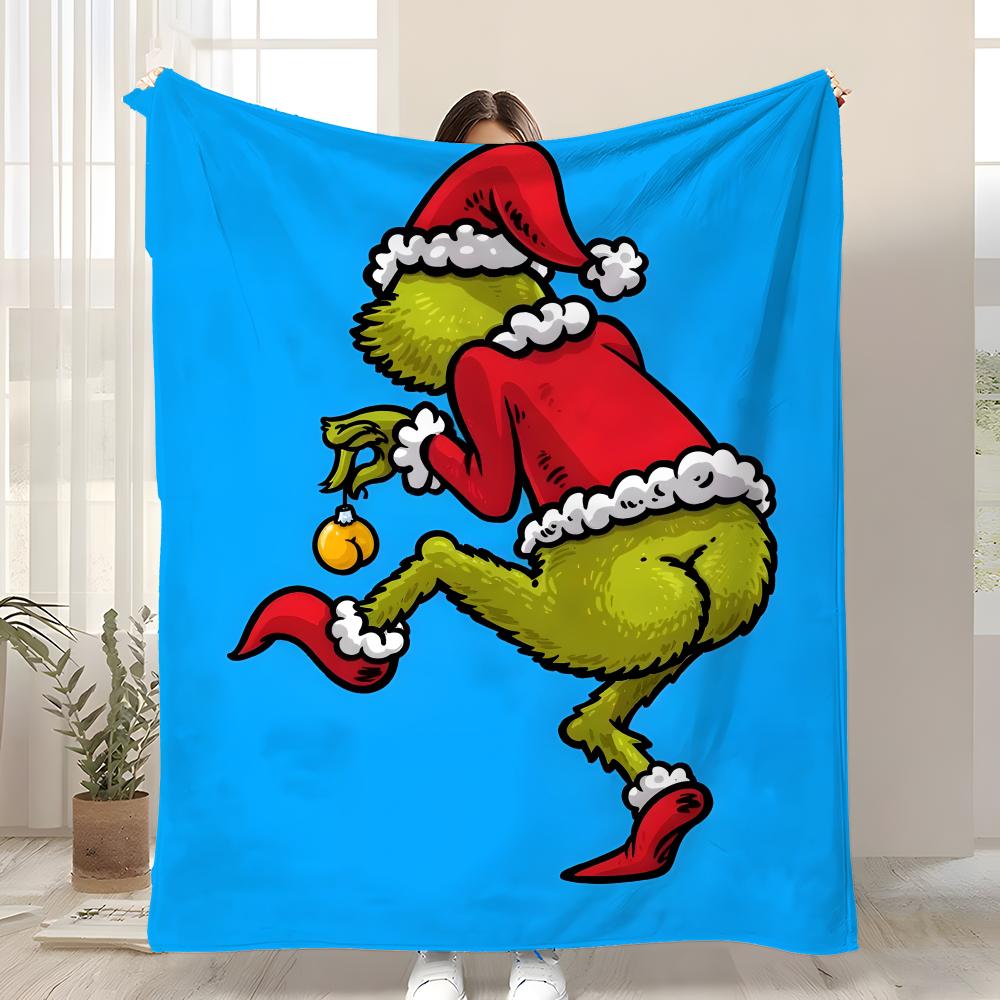 

movie Christmas green The GrinchS Throw Soft Coral Fleece Blanket 310gsm Fluffy Warm Throw for Sofa Bed Couch Bedroom Decor 75cmx90cm