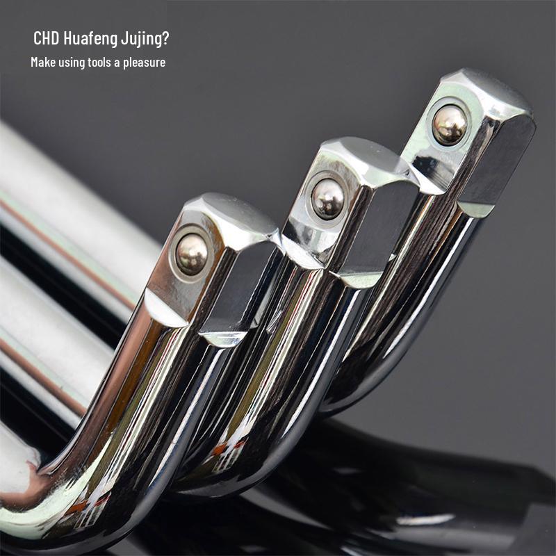 L-Shaped Bent Rod Extension for Small, Medium, and Large Feiyue Power Levers, Chrome Vanadium Steel Socket Wrench Tool.