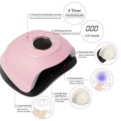 VANREESA 180W UV LED Lamp Nail Dryer With Auto Sensor LCD Display 45 LED Nail Dryer Lamp For Manicure Gel