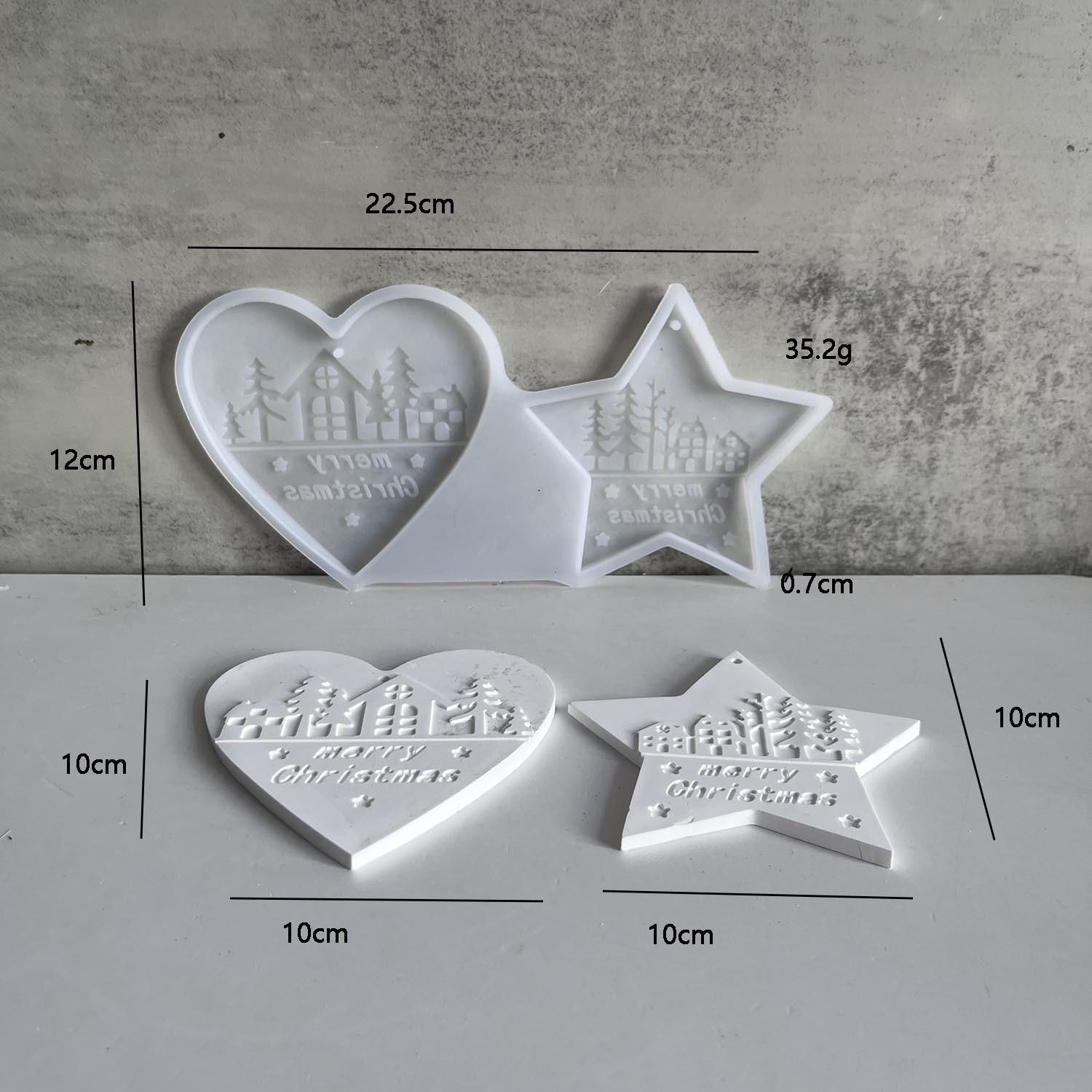 

Сердце Пентаграмма Дом Дерево Узор Подвесная Табличка Силиконовая Форма С Рождеством Христовым Подвеска Украшение Гипсовая Форма белый