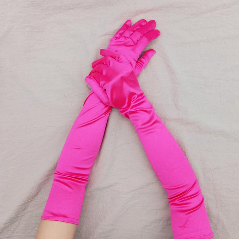 55cm Women Satin Smooth Evening Dress Etiquette Long Gloves Retro Style Banquet Accessories Elasticity Dinner Party Stage Show