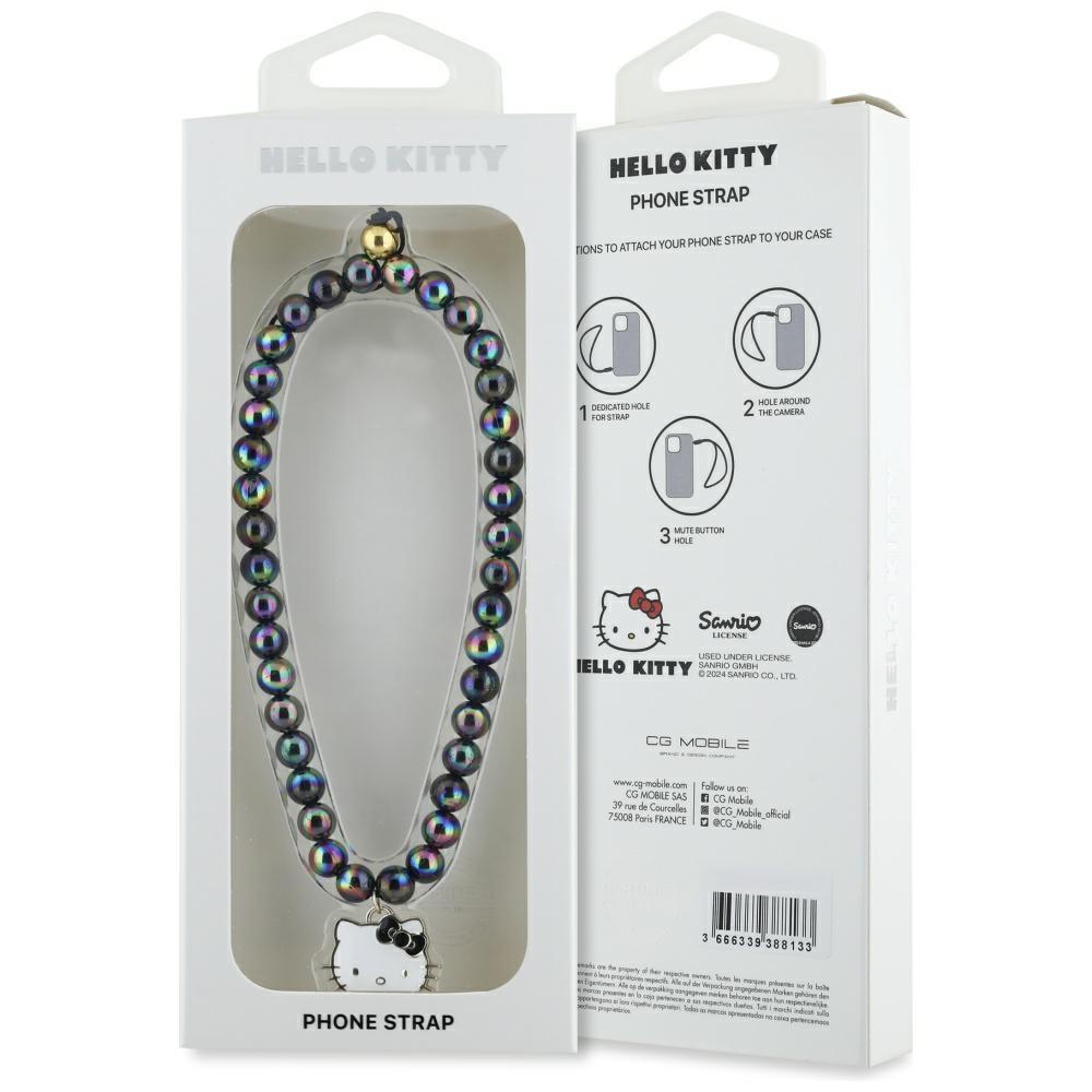 Zawieszka do telefonu Hello Kitty Pearls Kitty Head Czarna
