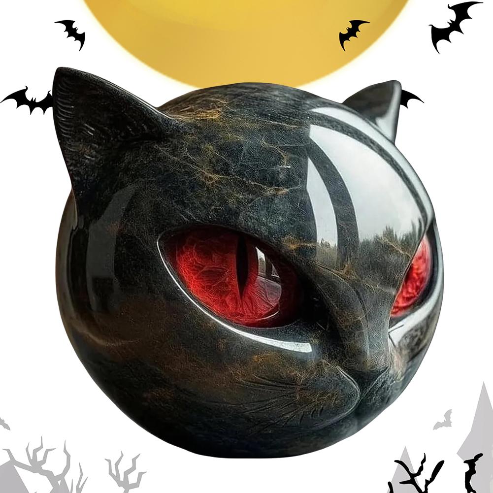 Halloween Tabletop Cat Statue Resin Unique Cat Figure Black Cat Figurine Elegant Home Decor Gifts for Cat Lovers Women Men