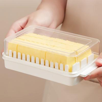 Plastic Rechthoekige Boterbewaarder voor Eenvoudig Snijden en Bewaren, Botercontainer Boterverdeeldoos met Deksel voor Aanrecht of Koelkast