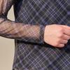 Maxza Glen Check Sheer Mock Neck T shirT zf05qT600na