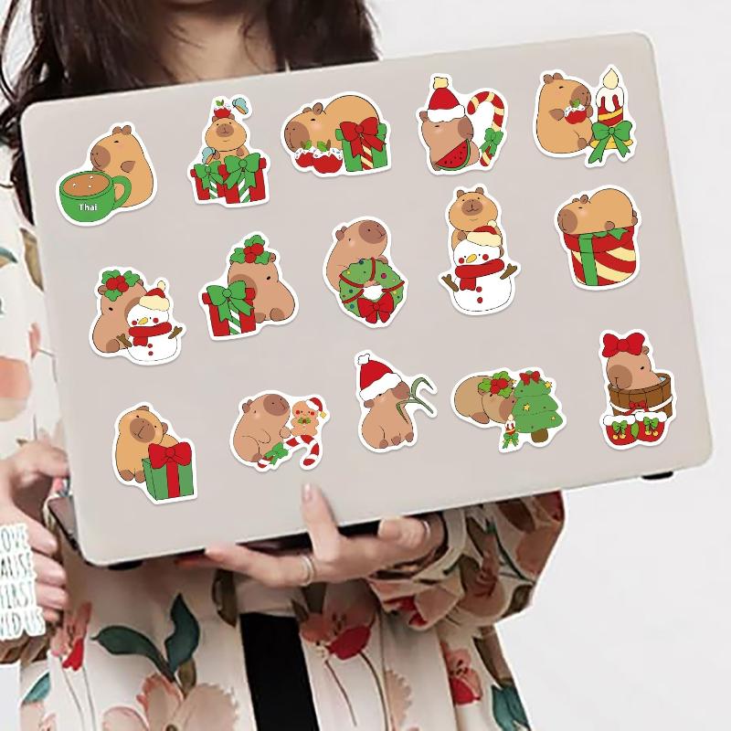50Pcs Cute Christmas Capybara Stickers Diy Decoration Stationery Guitar Phone Notebook Scrapbook Creative Decals Kids Toys Gift