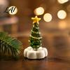 Handcrafted Holiday Table Decor Handmade Glass Christmas Tree Ornament with Star Top And Colorful Bead Details Festive Photo Props Desktop