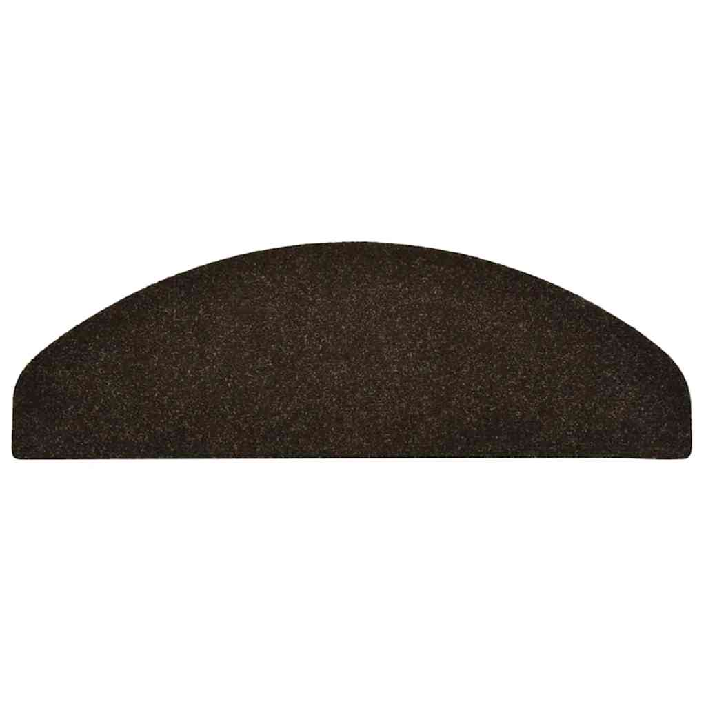 Self Adhesive Stair Treads 15 pcs 65 x 21 x 4 cm Dark Brown Semi Round Large